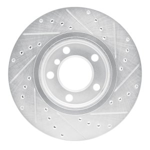 Mini Cooper Countryman Brake Rotor (1) - Front Left - R1 Concepts - Drilled & Slotted - Silver - `11-`16